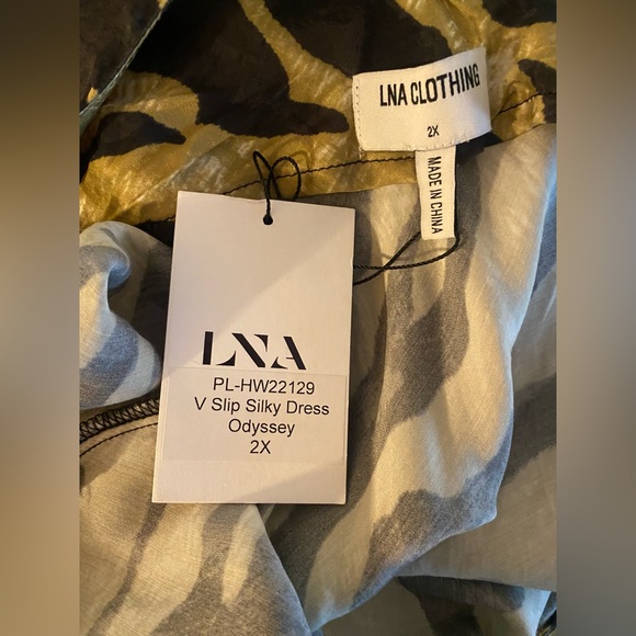 LNA V Neck Slip Sliky Dress Plus Size 2X NWT Revolve MIDI Wide Strap Leopard - Picture 9 of 9